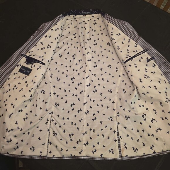 PAISLEY & GRAY BLAZER COAT JACKET BLUE WHITE CHECKED SIZE 42R - Picture 6 of 16